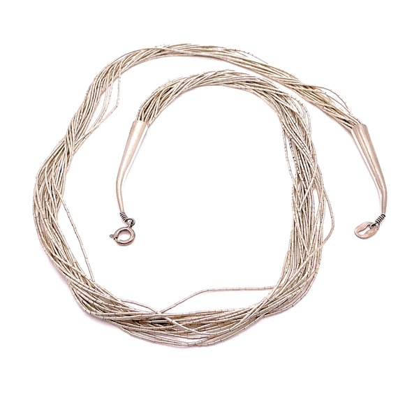 Vintage Multi-Strand STERLING SILVER Liquid Silver Necklace 24” - Picture 1 of 4